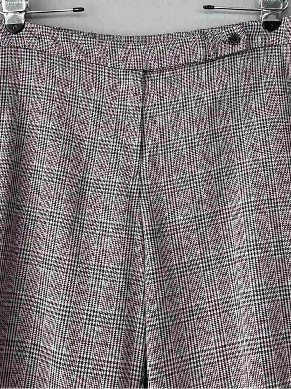 Plaid Boot-Cut Pants in Cream and Brown